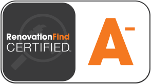 This logo indicates that a company has received RenovationFind's A- rating.
